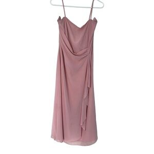 MAY QUEEN COUTURE DRESS GOWN SIZE 14  NUDE PINK V-NECK FLOWY A-LINE PRINCESS